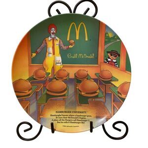 1989 Vintage McDonald's Hamburger University Ronald McDonald Melamine Plate 9"